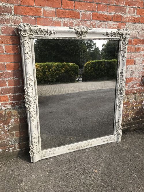 A Wonderful Very Useful Size Early Antique 19th Century French Carved Wood & Gesso Painted Louis Philippe Mirror.