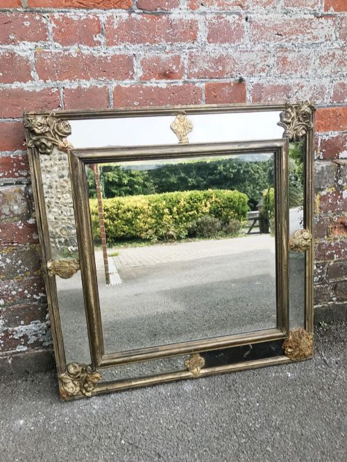 A Superb Useful Size Antique 19th Century French Carved Wood & Gesso Original Gilt Framed Cushion Mirror.