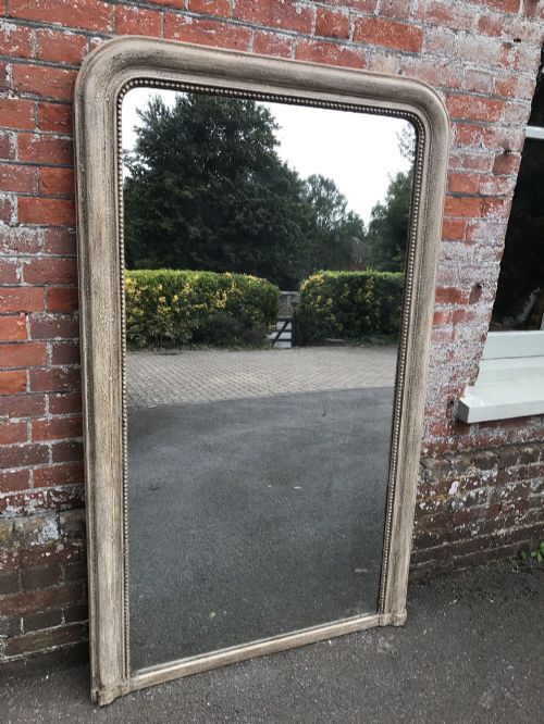 A Wonderful Large Early Antique 19th Century French Carved Wood & Gesso Painted Arched Top Louis Philippe Mirror.