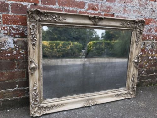 A Wonderful Early Antique 19th Century French Carved Wood and Gesso Distressed Silvered Louis Philippe Mirror.