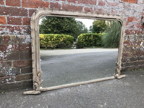 A Very Useful Antique 19th Century French Carved Wood Painted  Decorative Overmantel Mirror,
