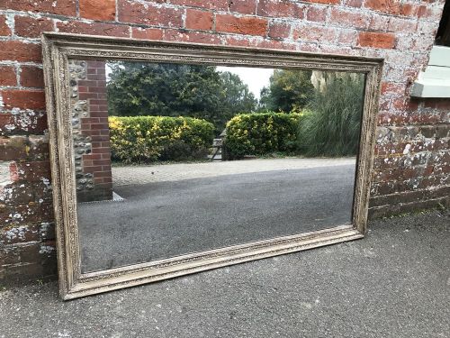A Very Useful Size Early Antique 19th Century French Carved Wood and Gesso Painted Mirror