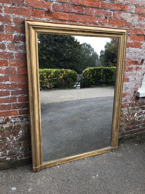 A Stunning Large Antique 19th Century French Carved Wood & Gesso Original Gilt Plain Overmantel Mirror