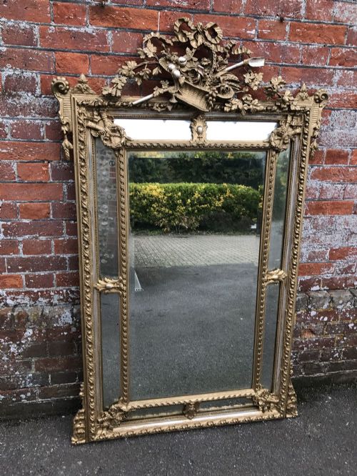 An Absolutely Superb Antique 19th Century French Carved Wood and Gesso Original Silver/gilt Cushion Mirror.