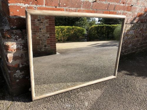 A Very Useful Size Antique 19th Century French Carved Wood Painted Plain Bistro Mirror.