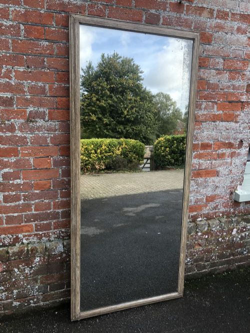 A Wonderful Large Antique 19th Century French Carved Wood Painted Plain Framed Bistro Mirror.