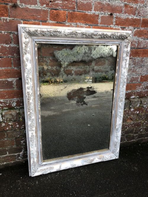 A Highly Decorative Good Size Antique 19th Century French Carved Wood & Gesso Distressed Painted Mirror.