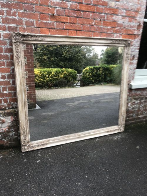 A Spectacular Large Early Antique 19th Century French Carved Wood & Gesso Painted Louis Philippe Mirror