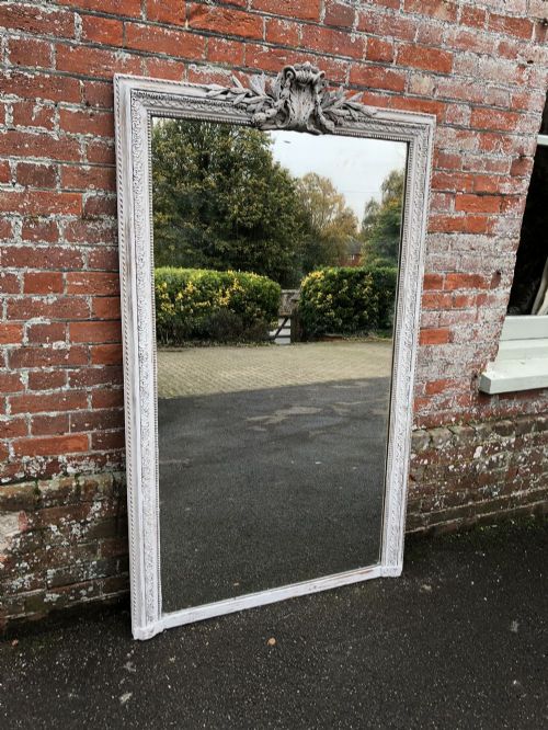 A Fabulous Large Antique 19th Century French Carved Wood & Gesso Painted Mirror