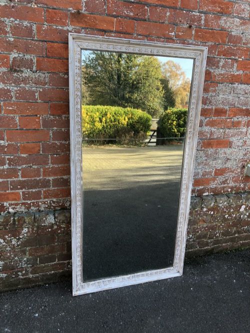 A Fabulous Early Antique 19th Century French Carved Wood & Gesso Distressed Painted Mirror.