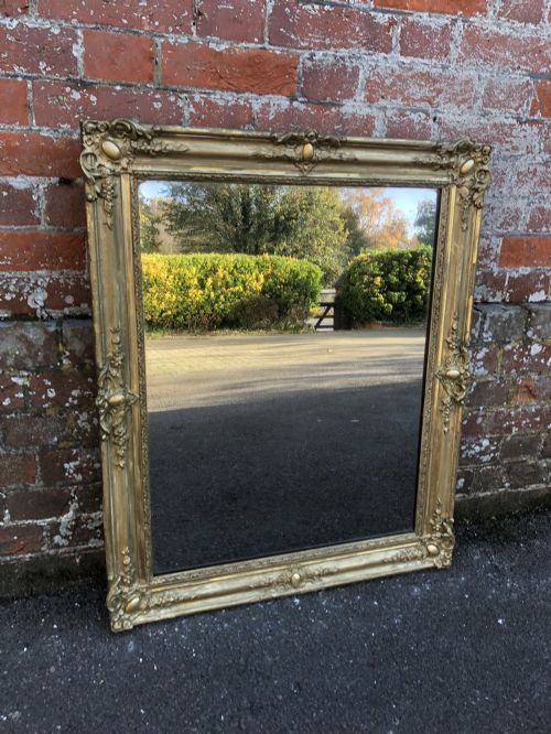 A Wonderful Highly Useful Size Early Antique 19th Century French Carved Wood and Gesso Original Gilt Louis Philippe Mirror.