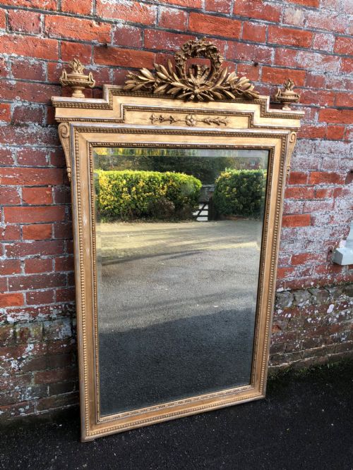 A Stunning Large Antique 19th Century French Carved Wood and Gesso Original Silver/gilt Mirror.