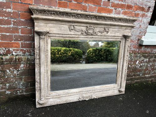 A Stunning Early 20th Century French Carved Wood & Gesso Painted Mirror.