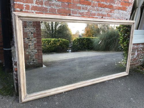 A Spectacular Large Antique 19th Century French Carved Wood Painted Plain Mirror.