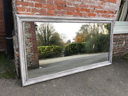 A Fabulous Large Antique 19th Century French Carved Wood Painted Plain Mirror.