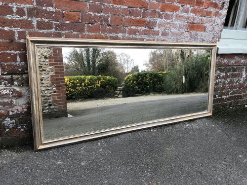 A Delightful Large Antique 19th Century French Carved Wood & Gesso Original Distressed Plain Bistro Mirror.