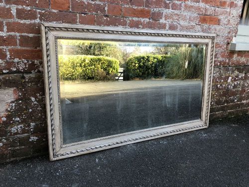 
A Stunning Highly Useful Size Antique 19th Century French Carved Wood & Gesso Painted Rope Twist Framed Mirror.