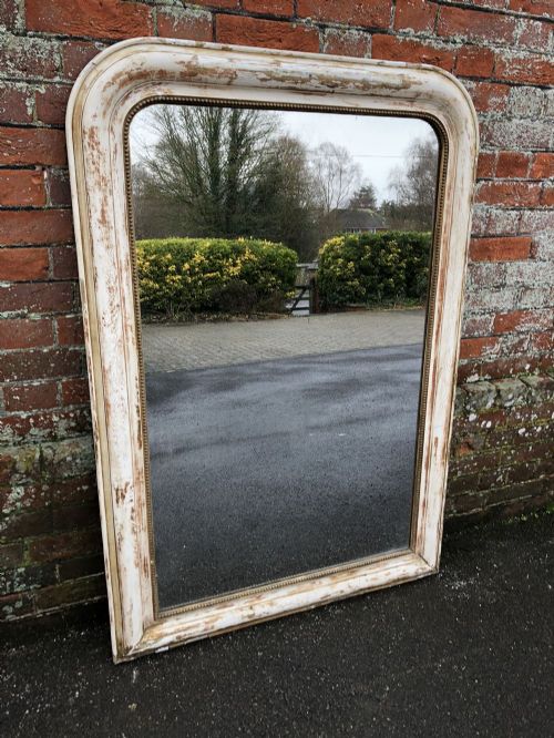 A Wonderful Early Antique 19th Century French Carved Wood and Gesso Original Distressed Painted Louis Philippe Mirror.