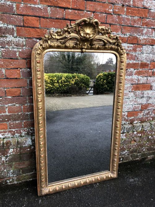 An Exceptional Antique 19th Century French Carved Wood and Gesso Original Gilt Mirror.