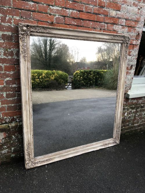 A Superb Large Antique 19th Century French Carved Wood & Gesso Painted Louis Philippe Mirror.