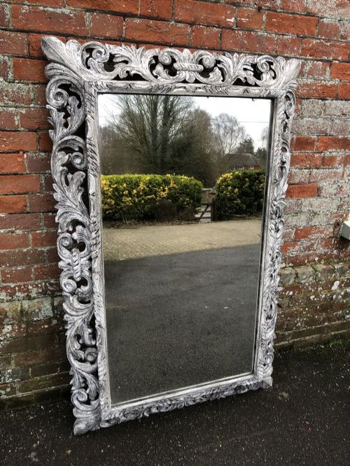 An Absolutely Stunning Highly Decorative Large Carved Wood Painted Mirror.