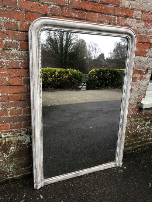 A Wonderful Large Antique 19th Century French Carved Wood and Gesso Painted Plain Louis Philippe Mirror.