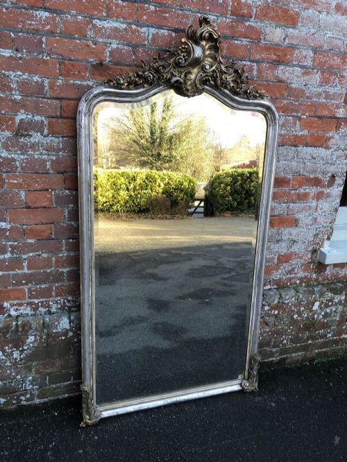 A Stunning Highly Decorative Large Antique 19th Century Carved Wood & Gesso Silver/gilt Mirror.