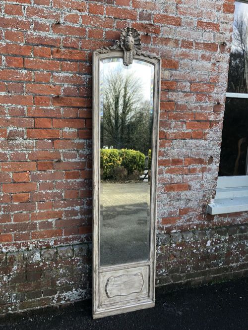 A Wonderful Large Antique 19th Century French Carved Wood Painted Pier Mirror.