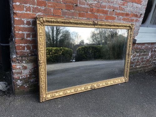 A Spectacular Large Antique 19th Century French Carved Wood & Gesso Original Gilt Mirror.