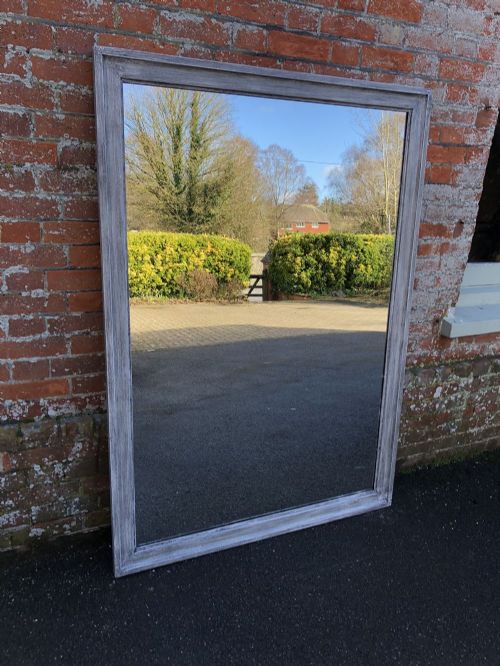 A Wonderful Large Antique 19th Century French Carved Wood Painted Plain Mirror.