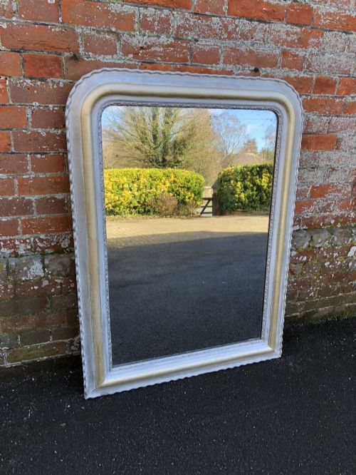 A Highly Unusual Antique 19th Century French Carved Wood and Gesso Silvered Pie Crust Mirror