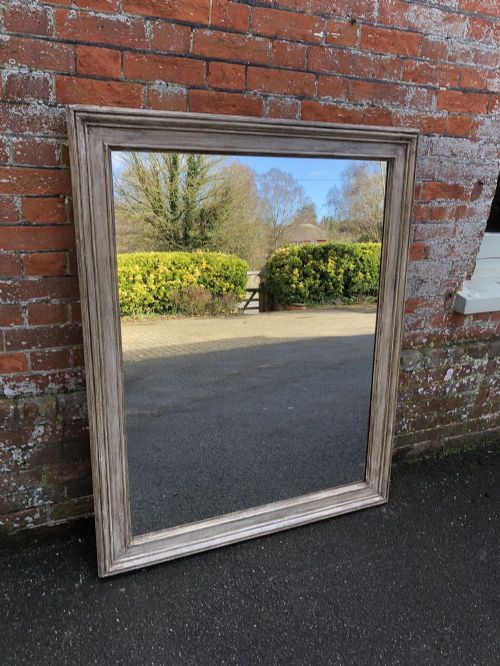 A Fabulous Antique 19th Century French Carved Wood Painted Plain Mirror.
