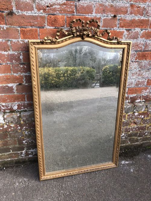A Stunning Good Size Antique 19th Century French Carved Wood & Gesso Original Gilt Shaped Top Rope Twist Framed Mirror.