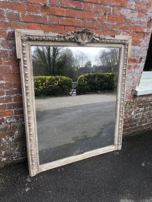 A Superb Large Antique 19th Century French Carved Wood & Gesso Painted Mirror.