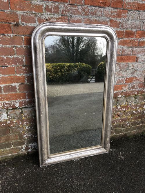 A Fabulous Early Antique 19th Century French Carved Wood and Gesso Original Silvered Etched Framed Arched Top Louis Philippe Mirror.