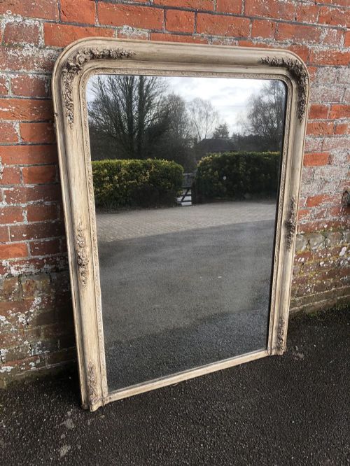 A Stunning Large Antique 19th Century French Carved Wood & Gesso Arched Top Louis Philippe Mirror.