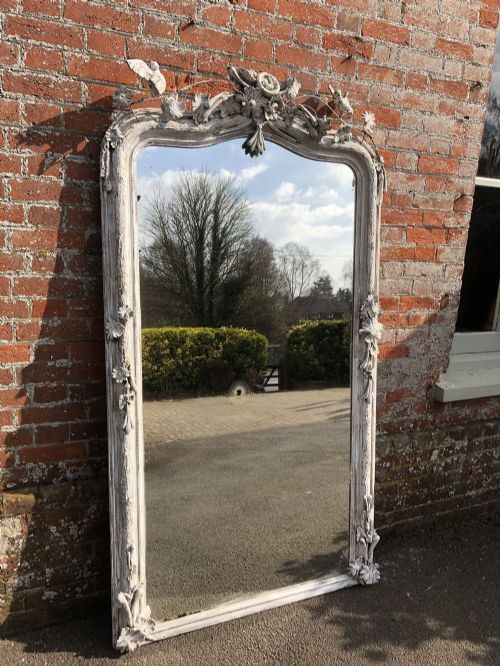 An Absolutely Fabulous Large Highly Decorative Antique 19th Century French Carved Wood & Gesso Original Gilt Shaped Top Mirror.