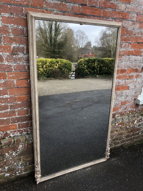 A Stunning Large Antique 19th Century French Carved Wood and Gesso Plain Mirror.