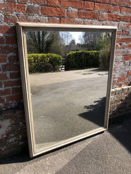 A Large Antique 19th Century French Painted Distressed Painted Plain Mirror.