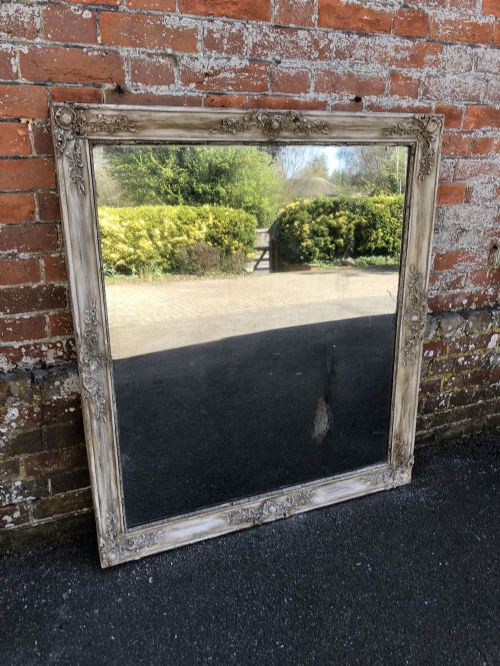 A Delightful Useful Size Early Antique 19th Century French Carved Wood & Gesso Painted Louis Philippe Mirror.