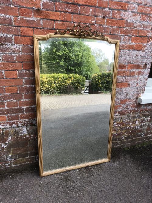 A Delightful Large Antique 19th Century French Carved Wood & Gesso Original Gilt Shaped Top Mirror.