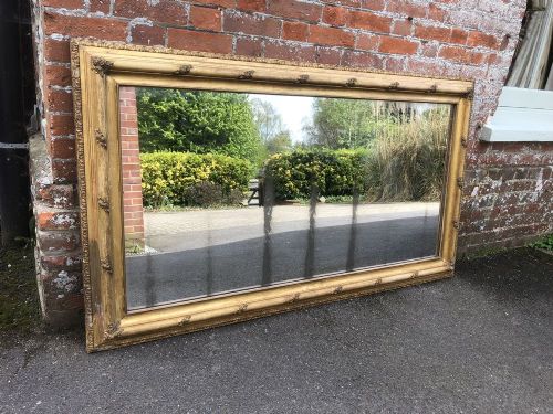 A Stunning Large Early Antique 19th Century French Carved Wood and Gesso Original Gilt Mirror.
