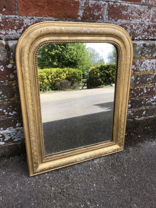 A Fabulous Antique 19th Century French Carved Wood & Gesso Original Gilt Arched Top Louis Philippe Mirror.