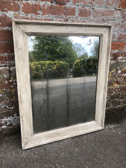 A Very Useful Size Early Antique 19th Century French Carved Wood Painted Mirror.