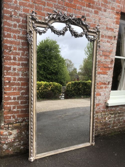 An Absolutely Stunning Large Highly Decorative Antique 19th Century French Carved Wood and Gesso Painted & Gilt Rope Twist Framed Mirror.