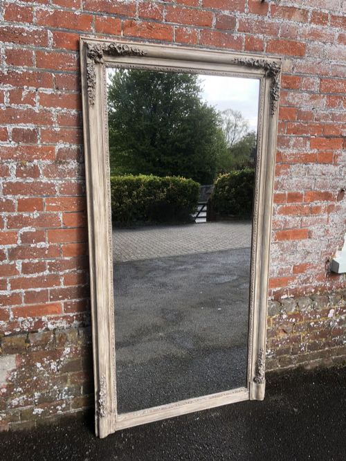 A Superb Large Antique 19th Century French Carved Wood & Gesso Painted Mirror.