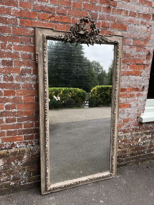 An Absolutely Stunning Large Antique 19th Century French Carved Wood & Gesso Painted Mirror.