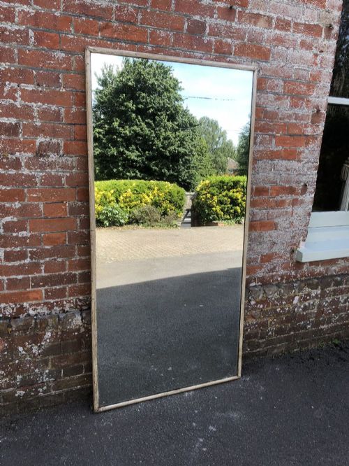 A Stunning Large Antique 19th Century French Carved Wood Painted Thin Framed Bistro Mirror.