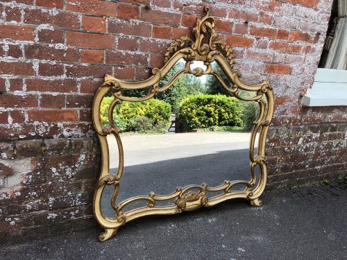 A Fabulous Highly Useful Size Antique 19th Century French Carved Wood Original Gilt Mirror