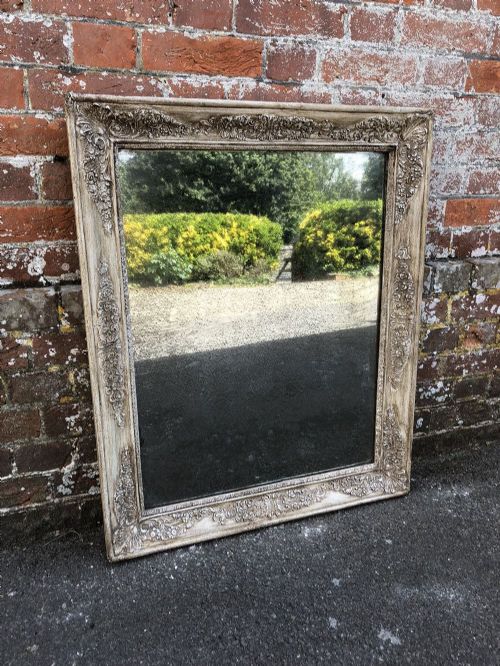 A Highly Useful Early Antique 19th Century French Carved Wood and Gesso Louis Philippe Painted Mirror.